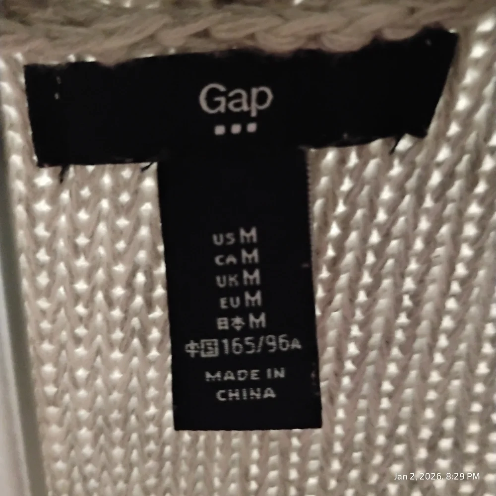 GAP Light Gray Knit Textured Women's Medium Business Casual Layering Cardigan